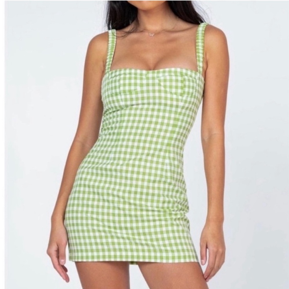 princess polly green gingham dress
